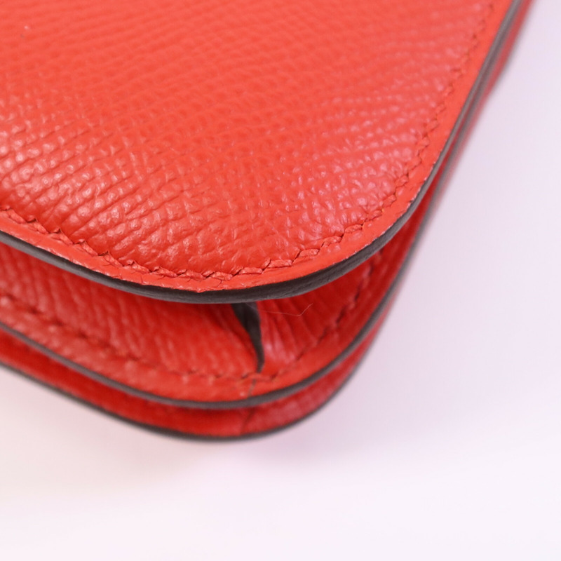 HERMES Epsom皮革Constance 24肩背袋銀扣Rouge De Coeur/Mauve-6