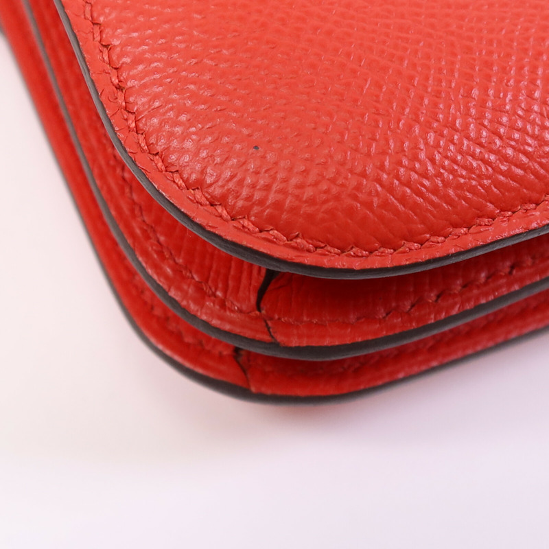 HERMES Epsom皮革Constance 24肩背袋銀扣Rouge De Coeur/Mauve-7