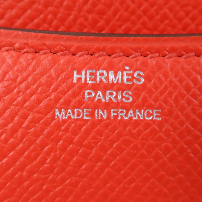 HERMES Epsom皮革Constance 24肩背袋銀扣Rouge De Coeur/Mauve-11