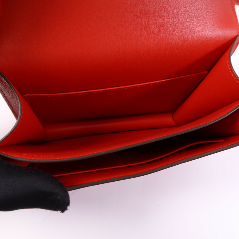 HERMES Epsom皮革Constance 24肩背袋銀扣Rouge De Coeur/Mauve-12