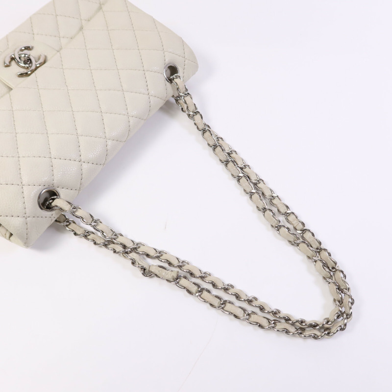 CHANEL 牛皮皮革Chain Shoulder Bag銀扣鏈帶肩背袋-8