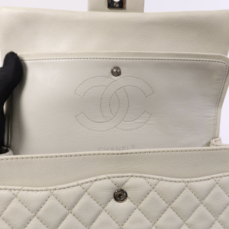 CHANEL 牛皮皮革Chain Shoulder Bag銀扣鏈帶肩背袋-11