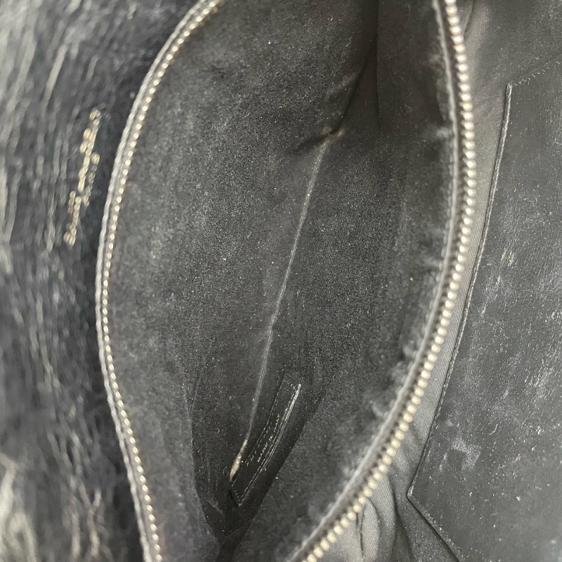 YSL NIKI中號 黑銀油蠟皮 肩背包-7