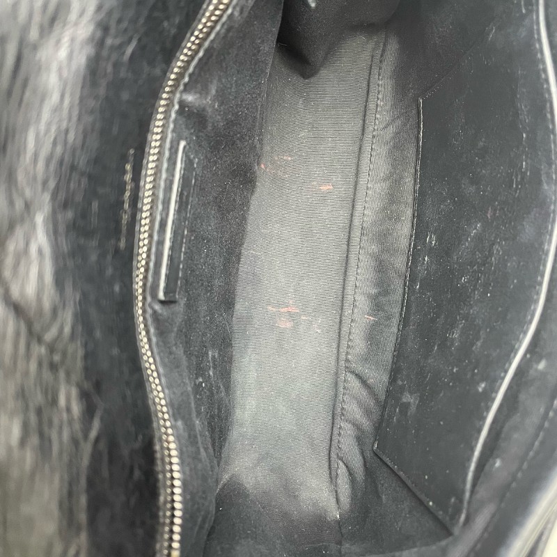 YSL NIKI中號 黑銀油蠟皮 肩背包-8