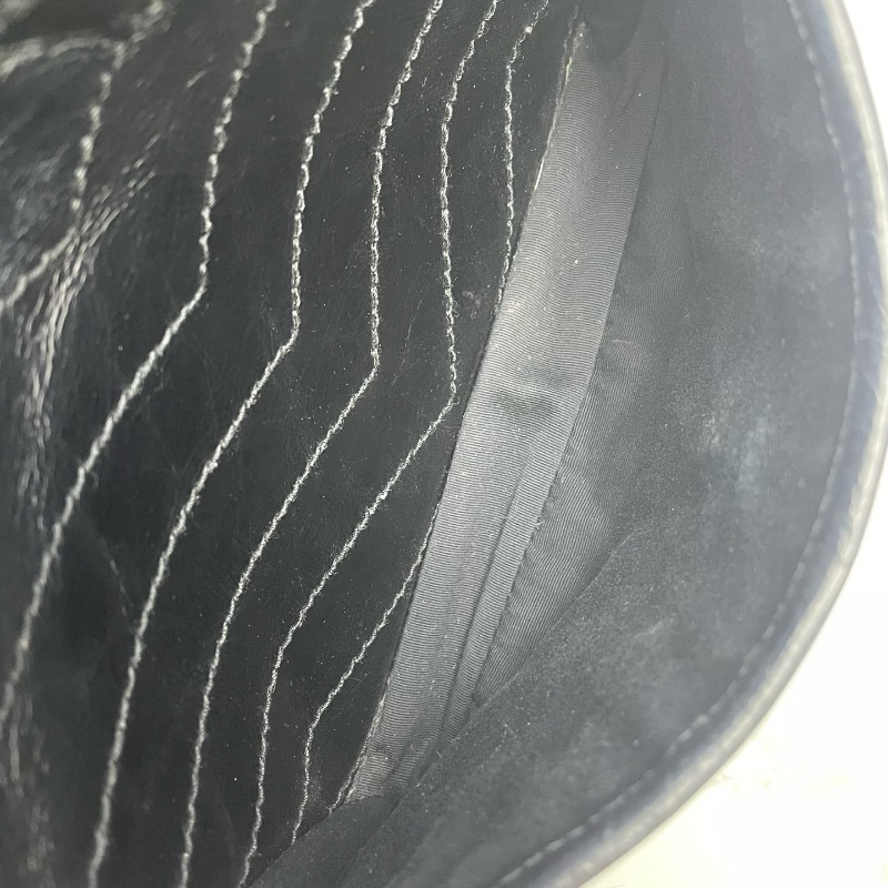 YSL NIKI中號 黑銀油蠟皮 肩背包-26