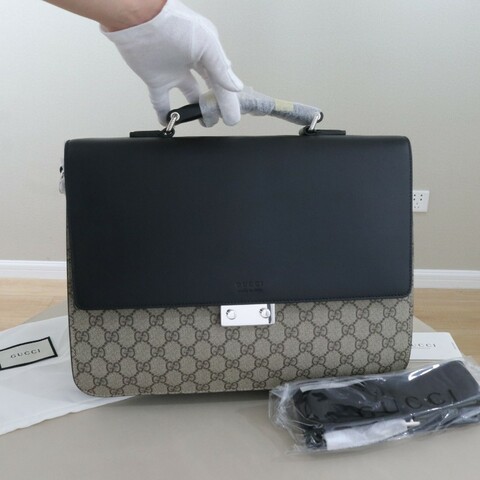 Gucci老花拼黑色 電腦公事包