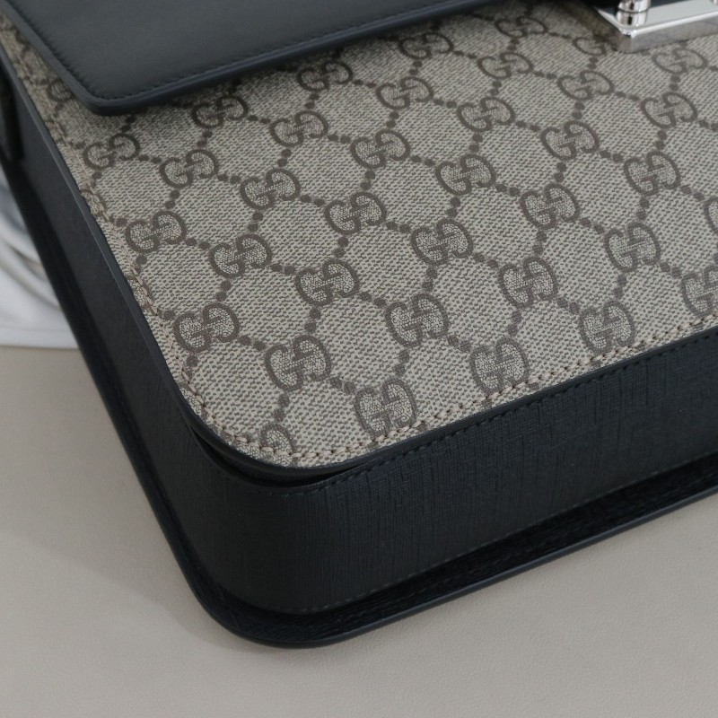 Gucci老花拼黑色 電腦公事包-7