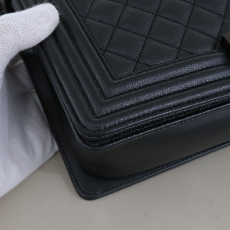 Chanel Leoby中號 So black全黑荔枝紋牛皮-4