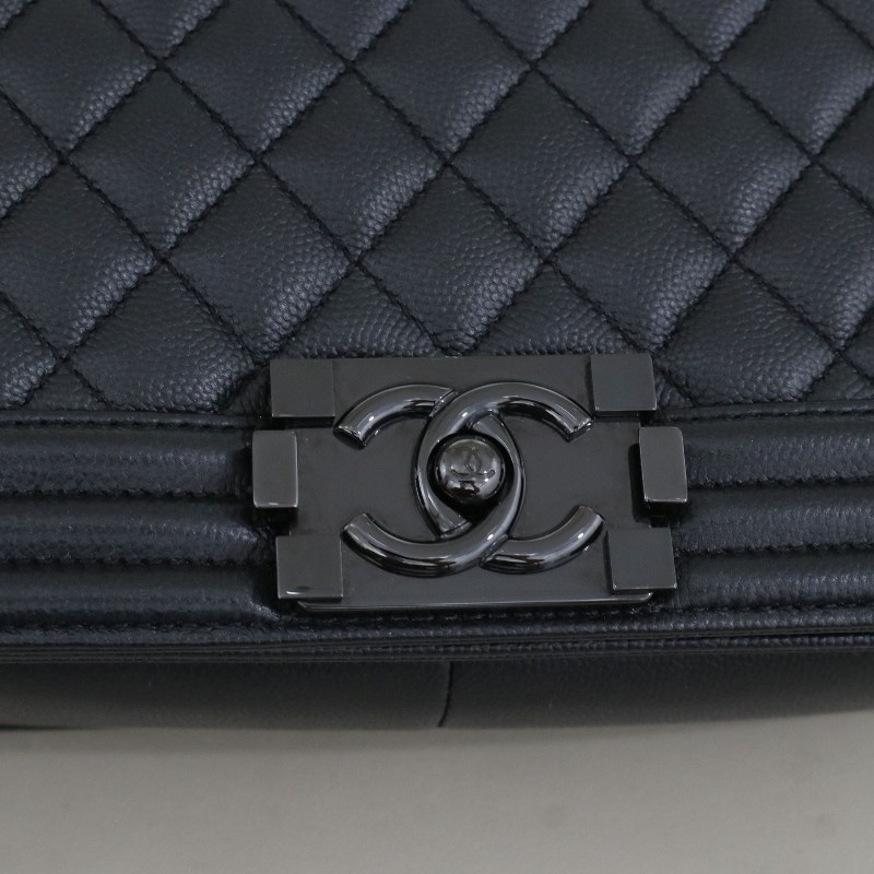 Chanel Leoby中號 So black全黑荔枝紋牛皮-7