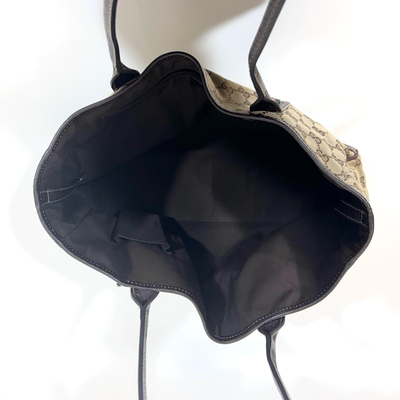 🥨超優惠GUCCI緹花布拚咖啡色皮革配綠紅綠蝴蝶結手提肩背包163805-5