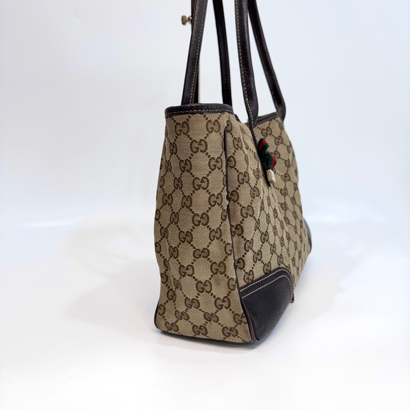 🥨超優惠GUCCI Princey Tote緹花布拚綠紅綠蝴蝶結托特包163805-10