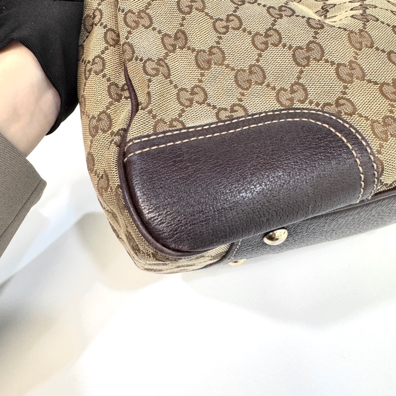 🥨超優惠GUCCI Princey Tote緹花布拚綠紅綠蝴蝶結托特包163805-26