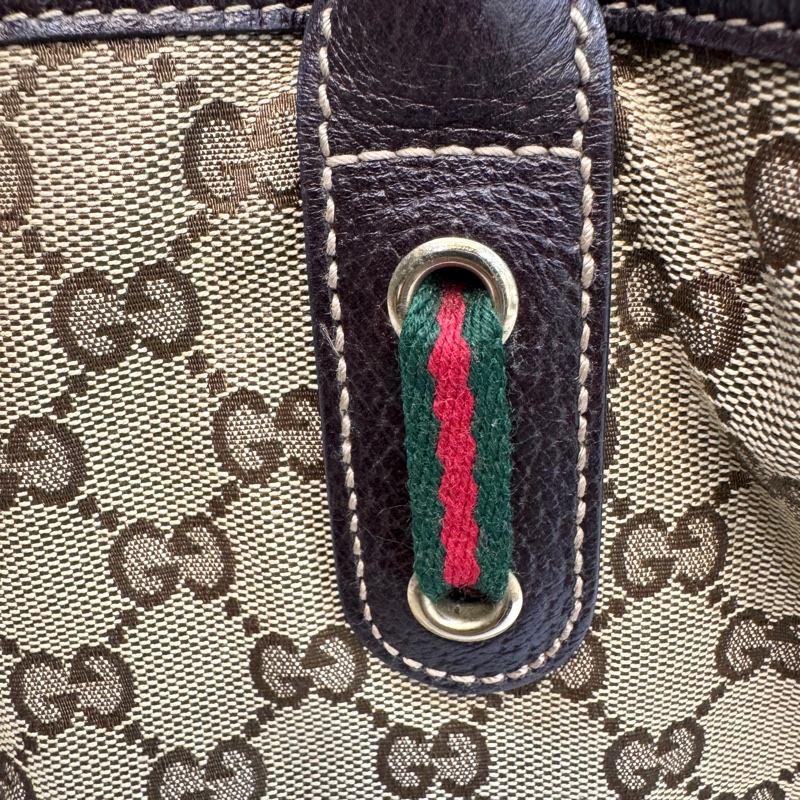 🥨超優惠GUCCI Princey Tote緹花布拚綠紅綠蝴蝶結托特包163805-34