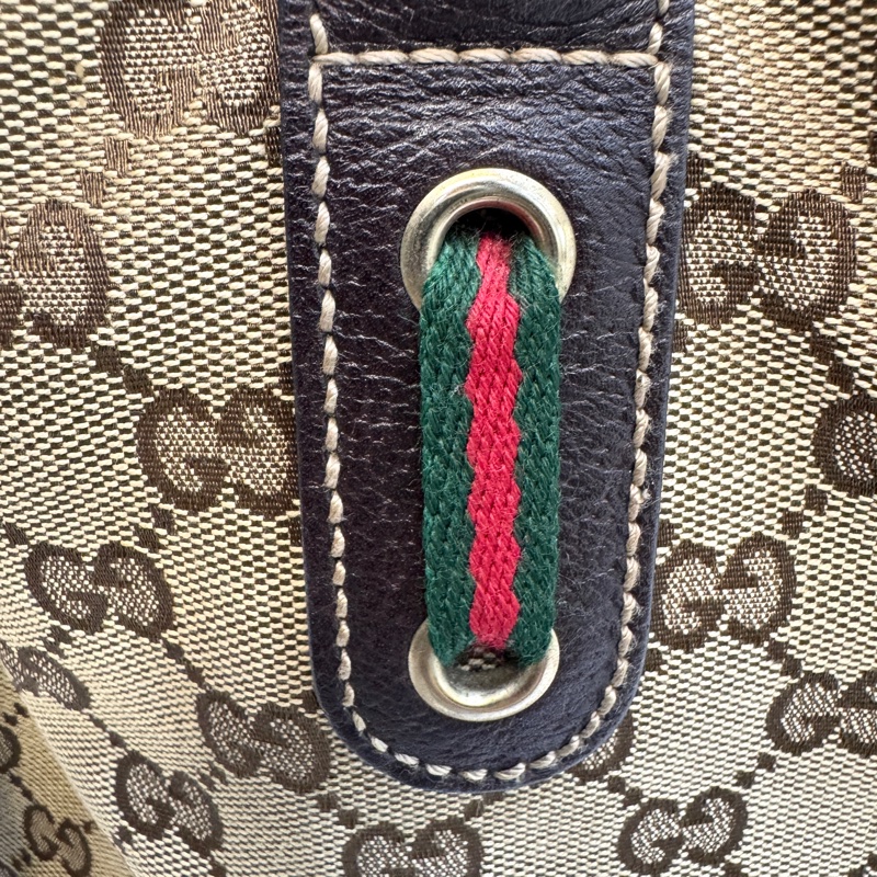 🥨超優惠GUCCI Princey Tote緹花布拚綠紅綠蝴蝶結托特包163805-35
