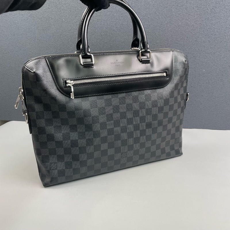 LV路易威登 棋盤格拼皮男士手提包-7