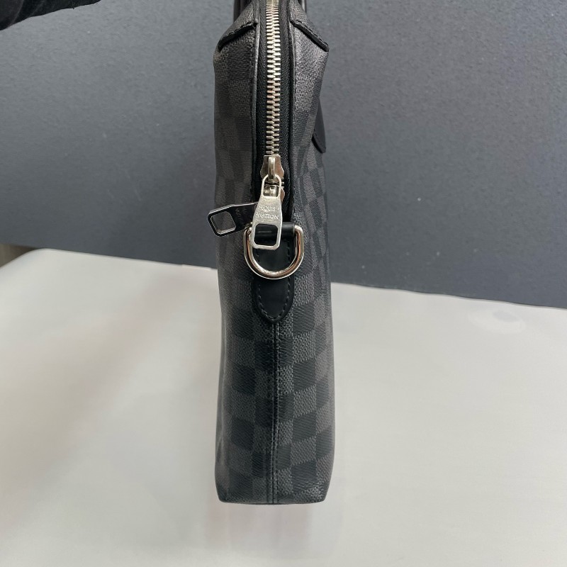 LV路易威登 棋盤格拼皮男士手提包-11