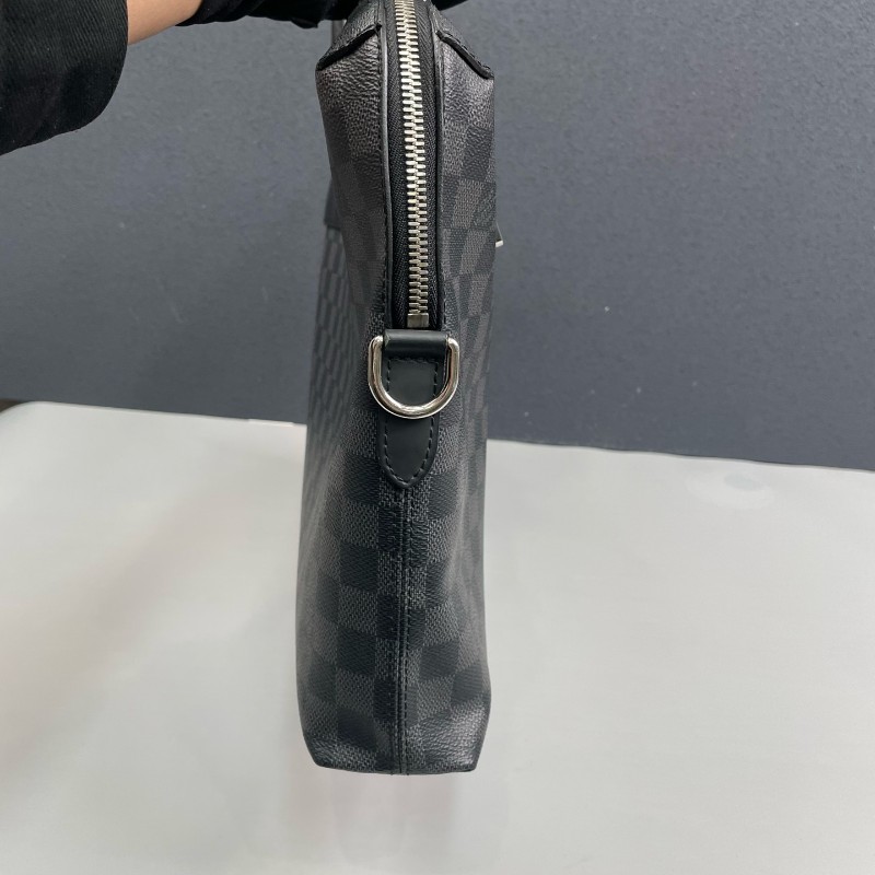 LV路易威登 棋盤格拼皮男士手提包-12