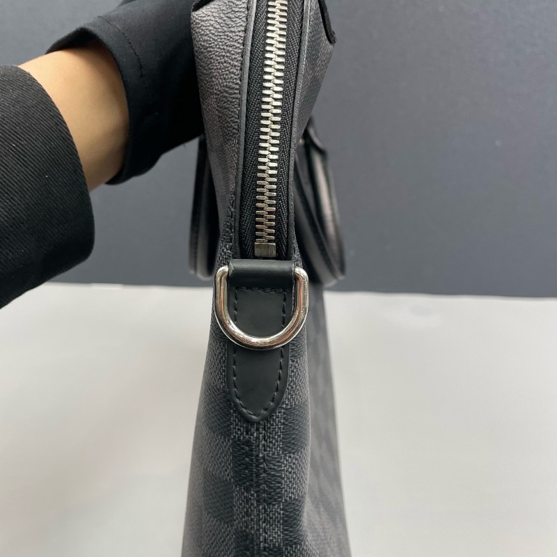 LV路易威登 棋盤格拼皮男士手提包-15