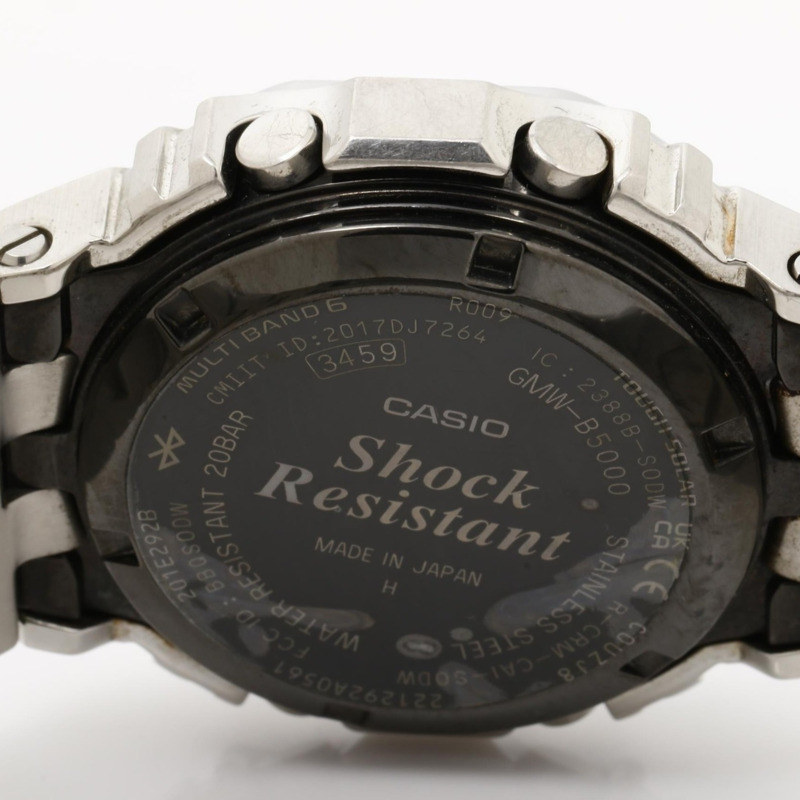 卡西歐 G-SHOCK 全金屬 5000 系列 GMWB5000D1JF 男士數位手錶，黑色和銀色，不鏽鋼錶殼-3