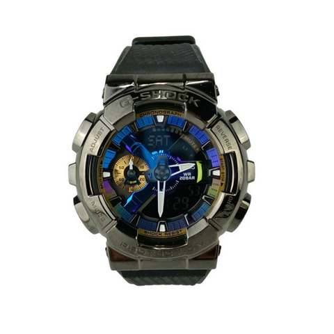 卡西歐 G-SHOCK GM110B1AJF 男士手錶，黑色/藍色，不鏽鋼/橡膠