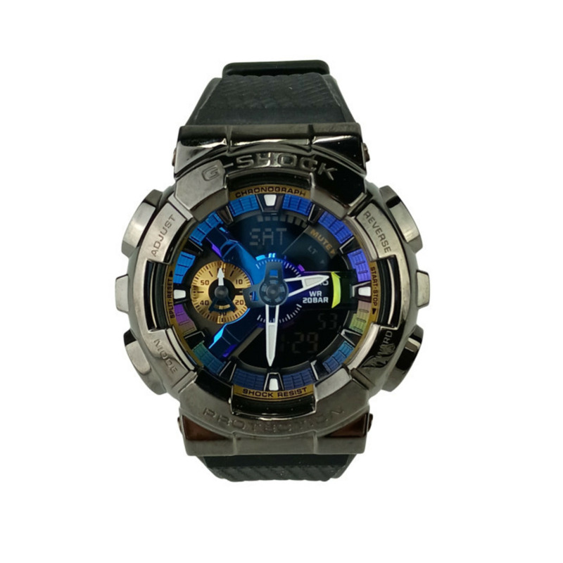 卡西歐 G-SHOCK GM110B1AJF 男士手錶，黑色/藍色，不鏽鋼/橡膠-0