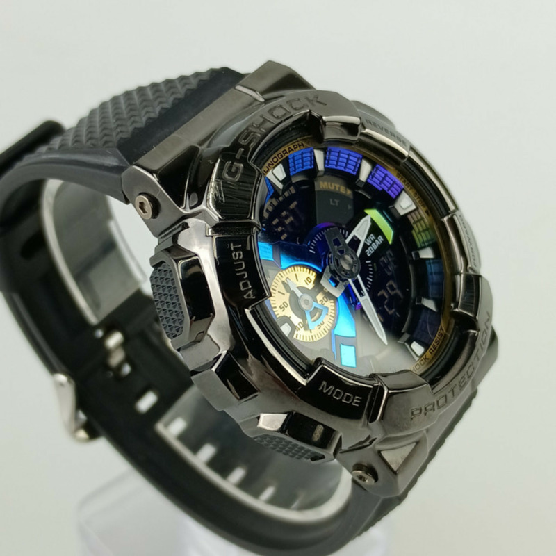 卡西歐 G-SHOCK GM110B1AJF 男士手錶，黑色/藍色，不鏽鋼/橡膠-4
