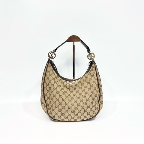 🥨超優惠 GUCCI緹花布黑滾邊雙G釦彎月腋下包232962