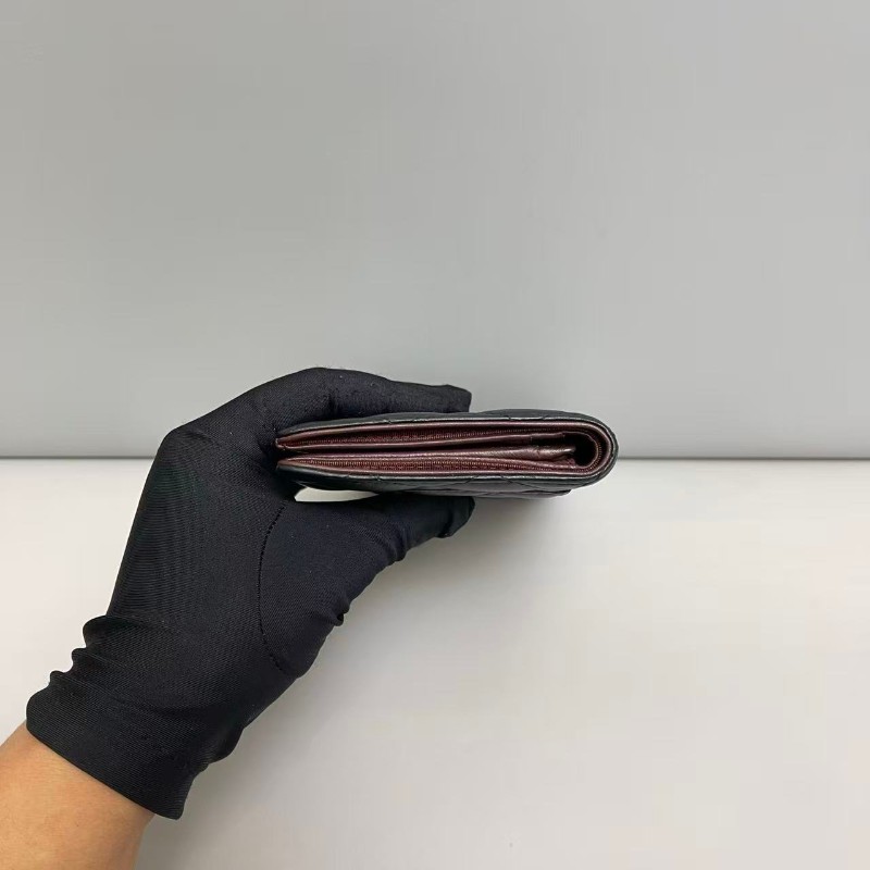 Chanelcf 黑銀全皮菱格對折長夾-3