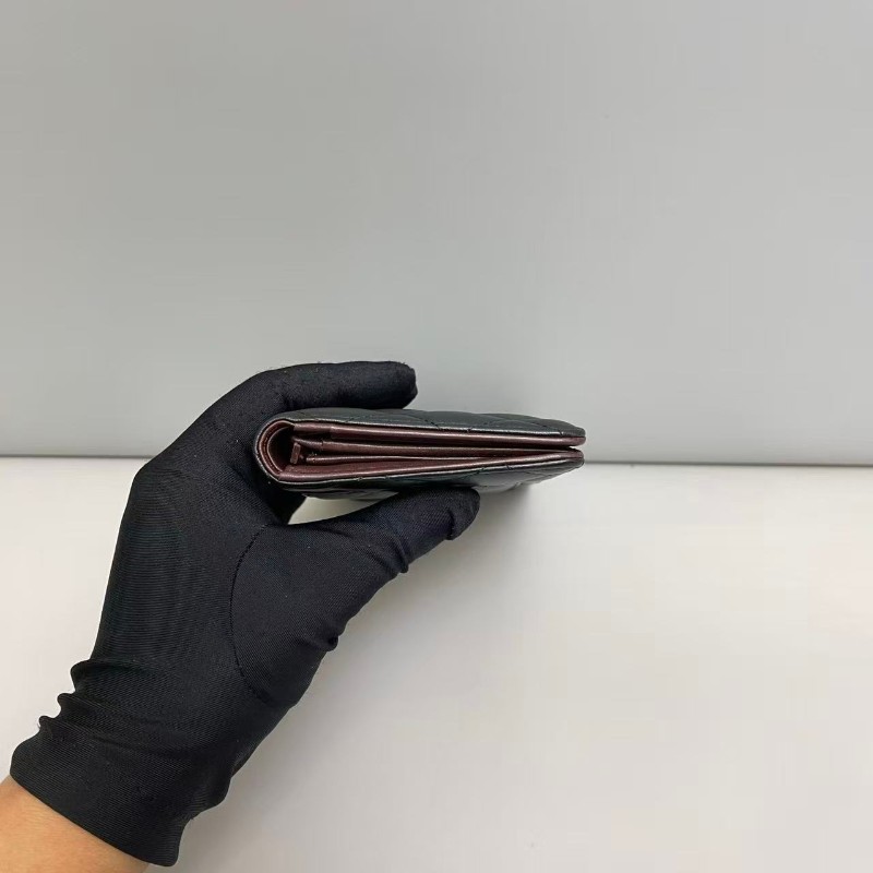 Chanelcf 黑銀全皮菱格對折長夾-4