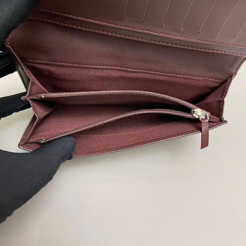 Chanelcf 黑銀全皮菱格對折長夾-8