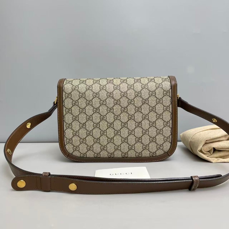Gucci 1955中號老花焦糖色馬鞍包-1