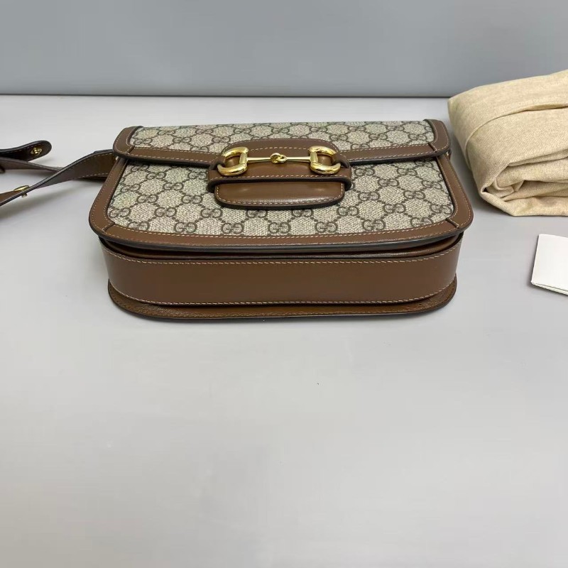 Gucci 1955中號老花焦糖色馬鞍包-3