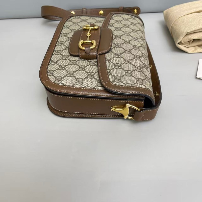 Gucci 1955中號老花焦糖色馬鞍包-4