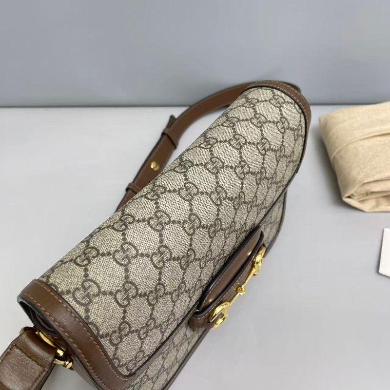 Gucci 1955中號老花焦糖色馬鞍包-6