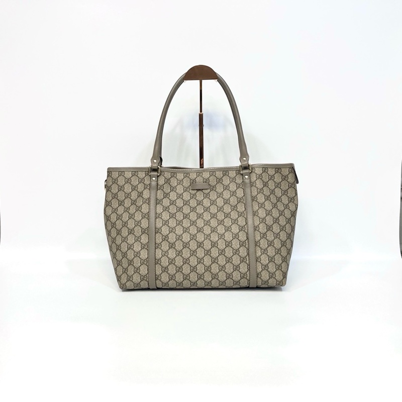 🥨超優惠 GUCCI原花銀釦拼灰牛皮雙肩托特包 197953-2