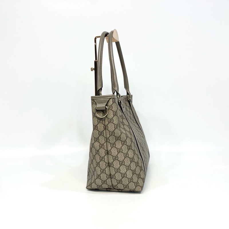 🥨超優惠 GUCCI原花銀釦拼灰牛皮雙肩托特包 197953-4