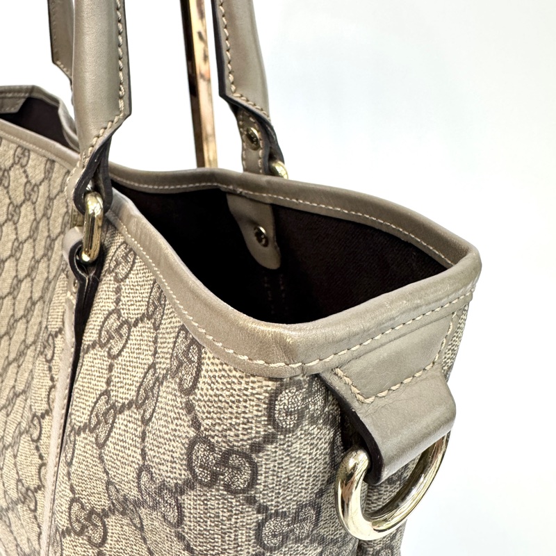 🥨超優惠 GUCCI原花銀釦拼灰牛皮雙肩托特包 197953-7