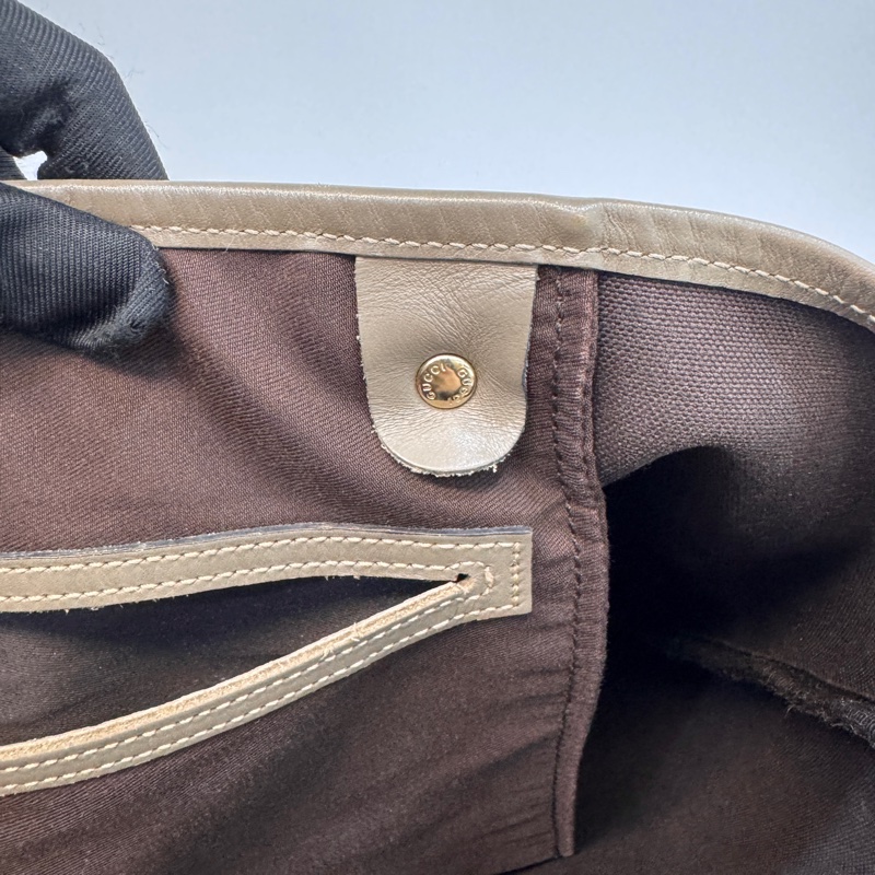 🥨超優惠 GUCCI原花銀釦拼灰牛皮雙肩托特包 197953-13