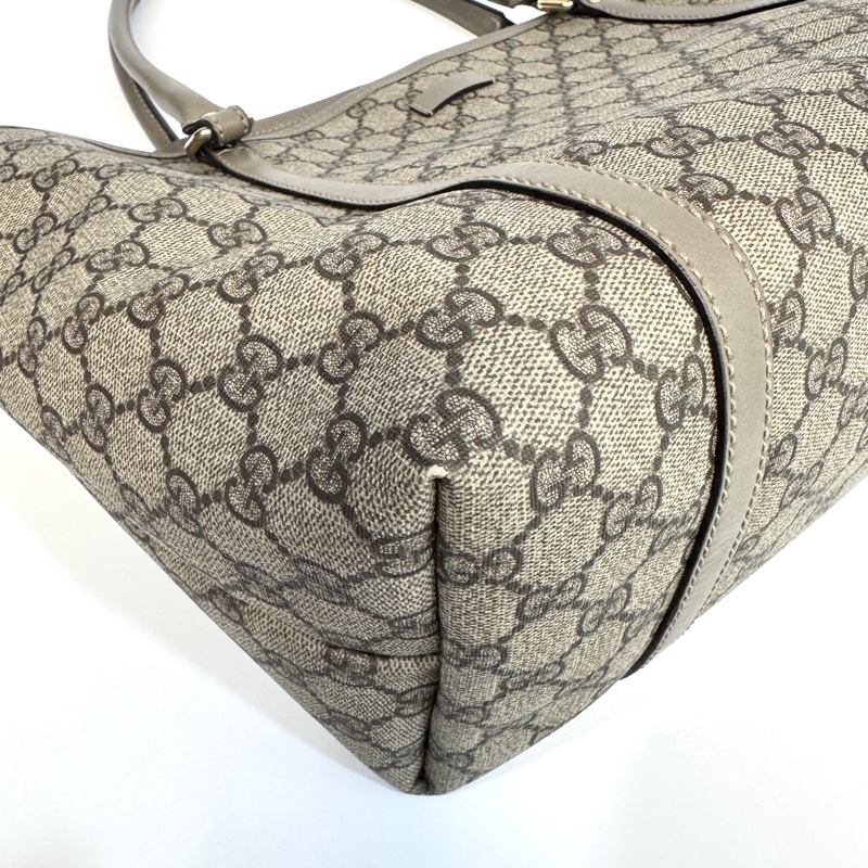 🥨超優惠 GUCCI原花銀釦拼灰牛皮雙肩托特包 197953-18