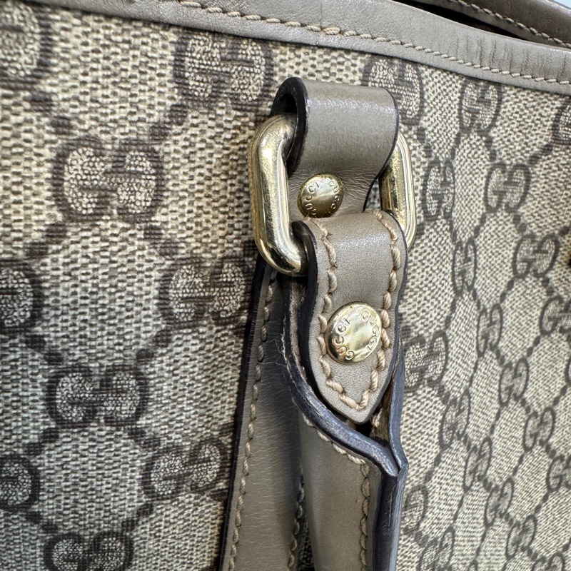 🥨超優惠 GUCCI原花銀釦拼灰牛皮雙肩托特包 197953-24