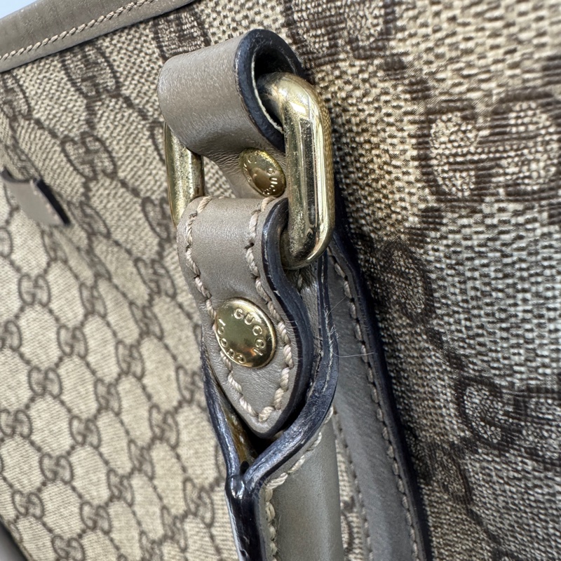 🥨超優惠 GUCCI原花銀釦拼灰牛皮雙肩托特包 197953-25