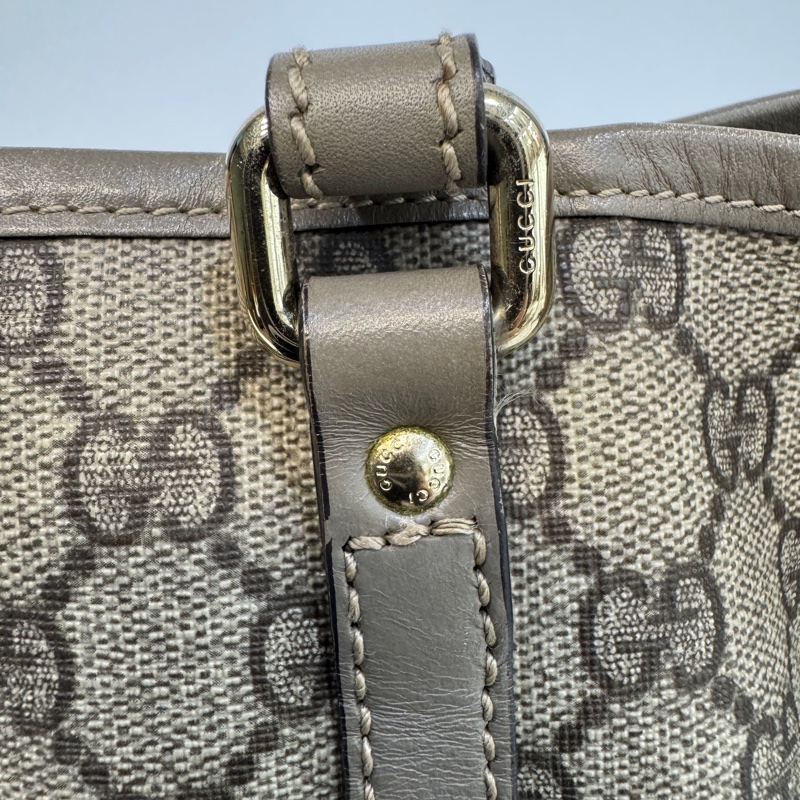 🥨超優惠 GUCCI原花銀釦拼灰牛皮雙肩托特包 197953-28