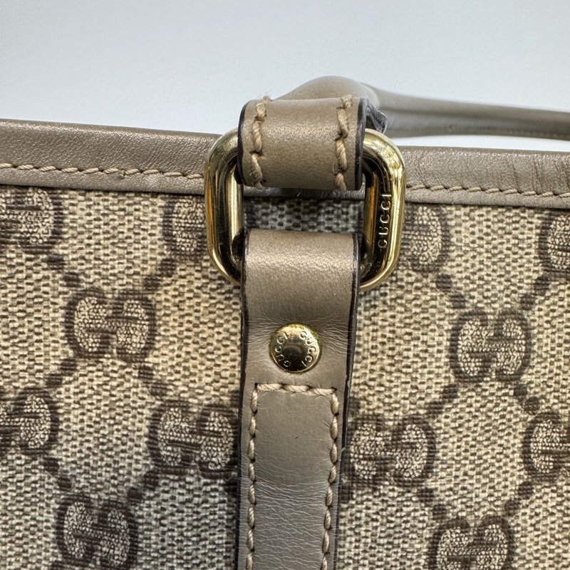 🥨超優惠 GUCCI原花銀釦拼灰牛皮雙肩托特包 197953-31