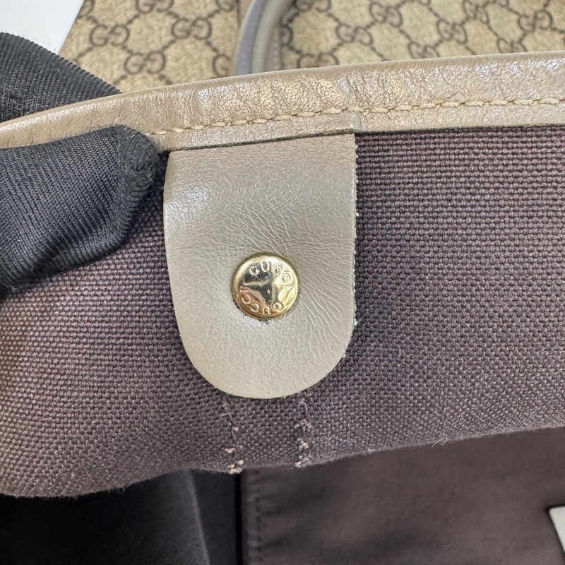 🥨超優惠 GUCCI原花銀釦拼灰牛皮雙肩托特包 197953-33