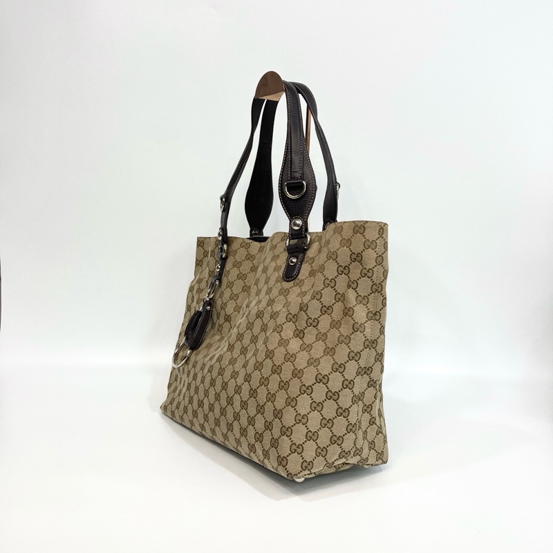 🥨超優惠Gucci緹花布拚棕牛皮GG Icon Bit 托特包229852-5