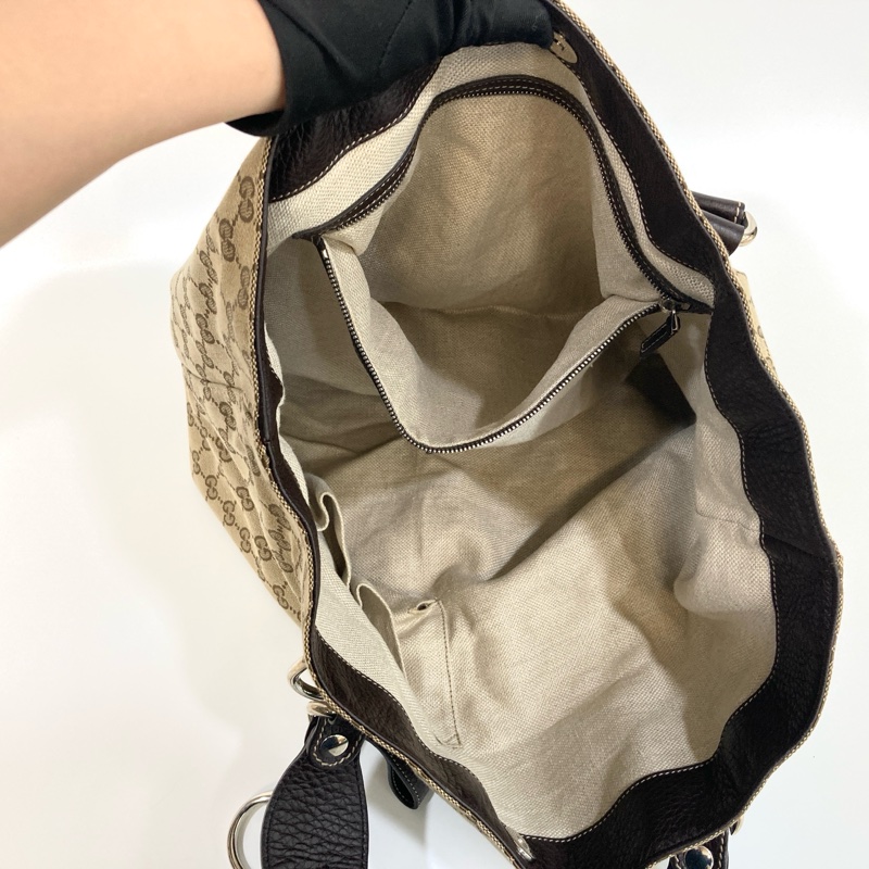 🥨超優惠Gucci緹花布拚棕牛皮GG Icon Bit 托特包229852-10