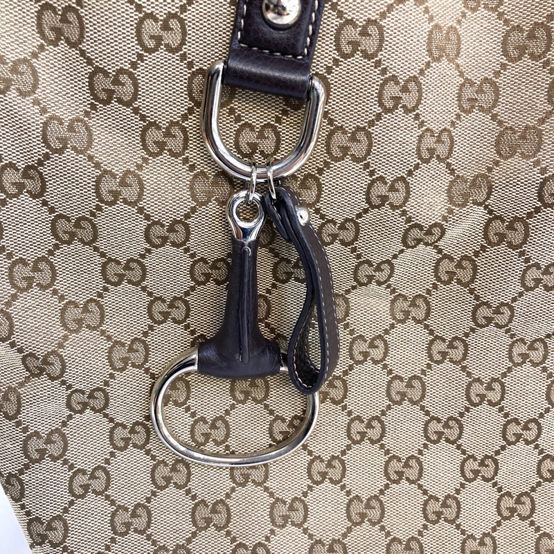 🥨超優惠Gucci緹花布拚棕牛皮GG Icon Bit 托特包229852-11