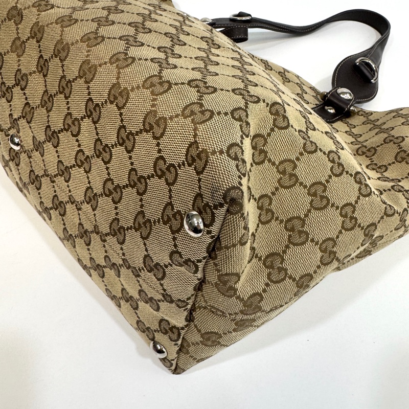 🥨超優惠Gucci緹花布拚棕牛皮GG Icon Bit 托特包229852-11