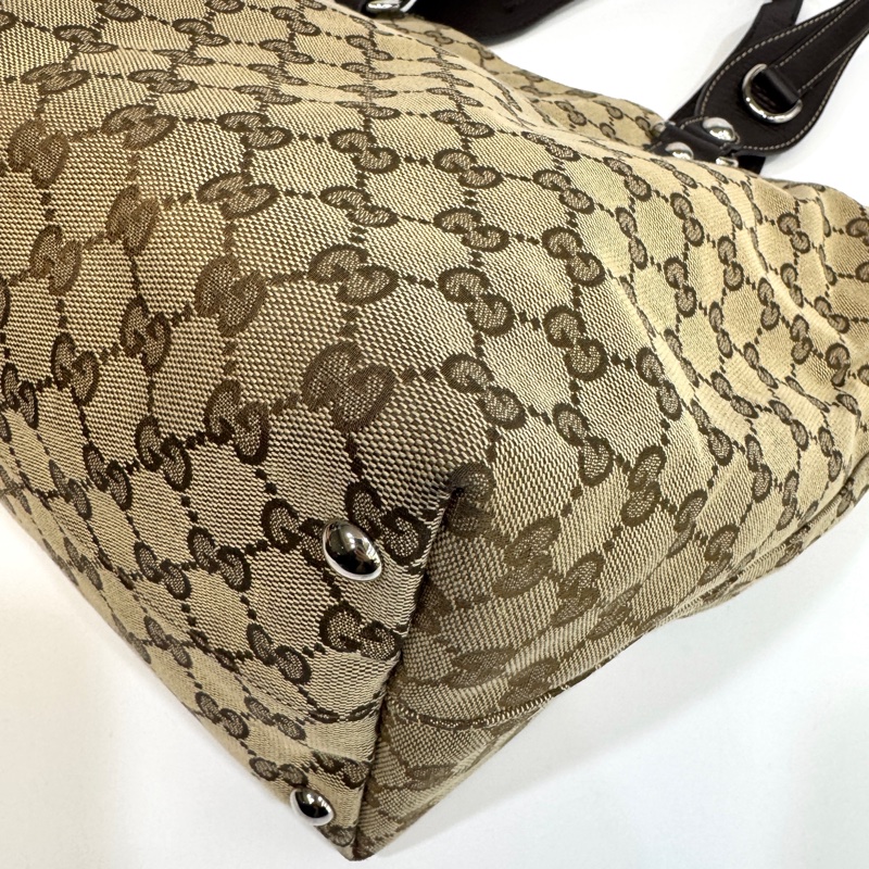 🥨超優惠Gucci緹花布拚棕牛皮GG Icon Bit 托特包229852-13