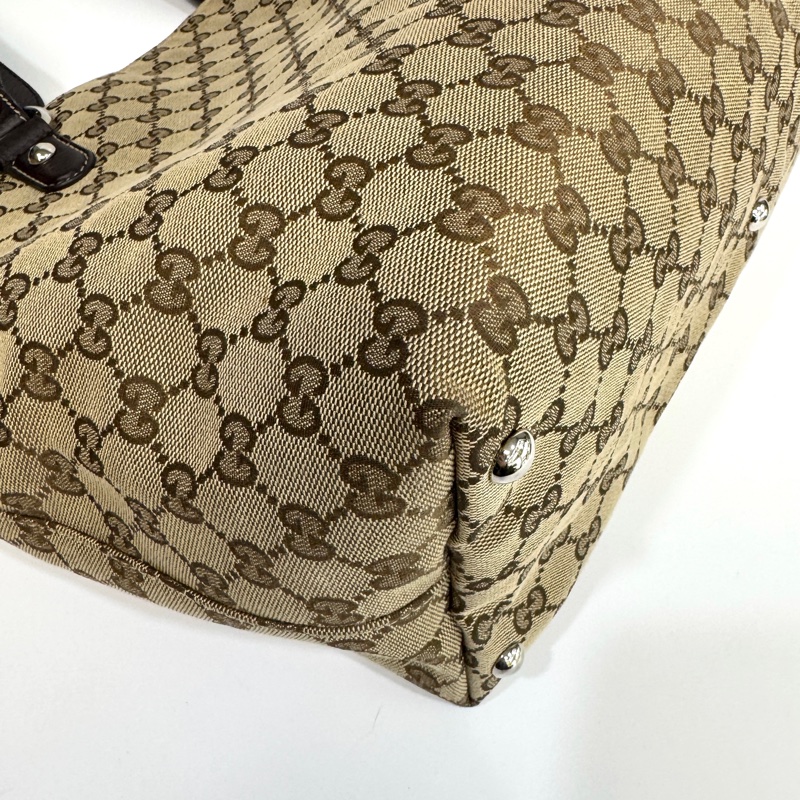 🥨超優惠Gucci緹花布拚棕牛皮GG Icon Bit 托特包229852-14